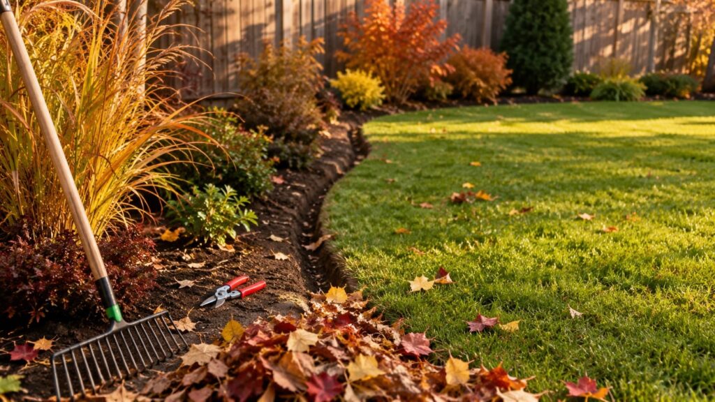 Cleaning and Defining Lawn Edges in Autumn