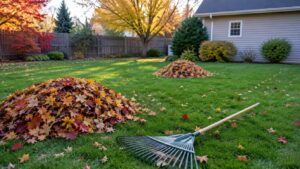 Raking Fall Leaves to Keep the Lawn Healthy
