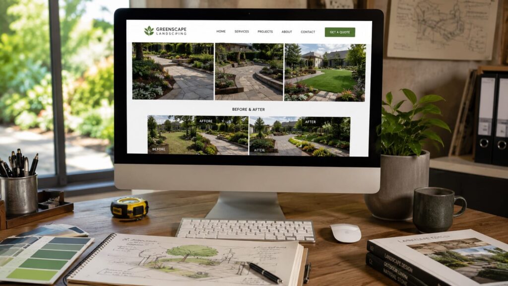 Landscaping Website Portfolio with Before-and-After Projects
